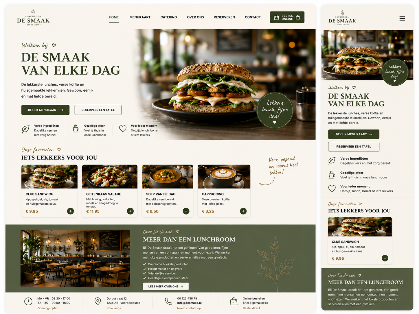 Website voorbeeld — Lunchroom: Meer reserveringen en bestellingen