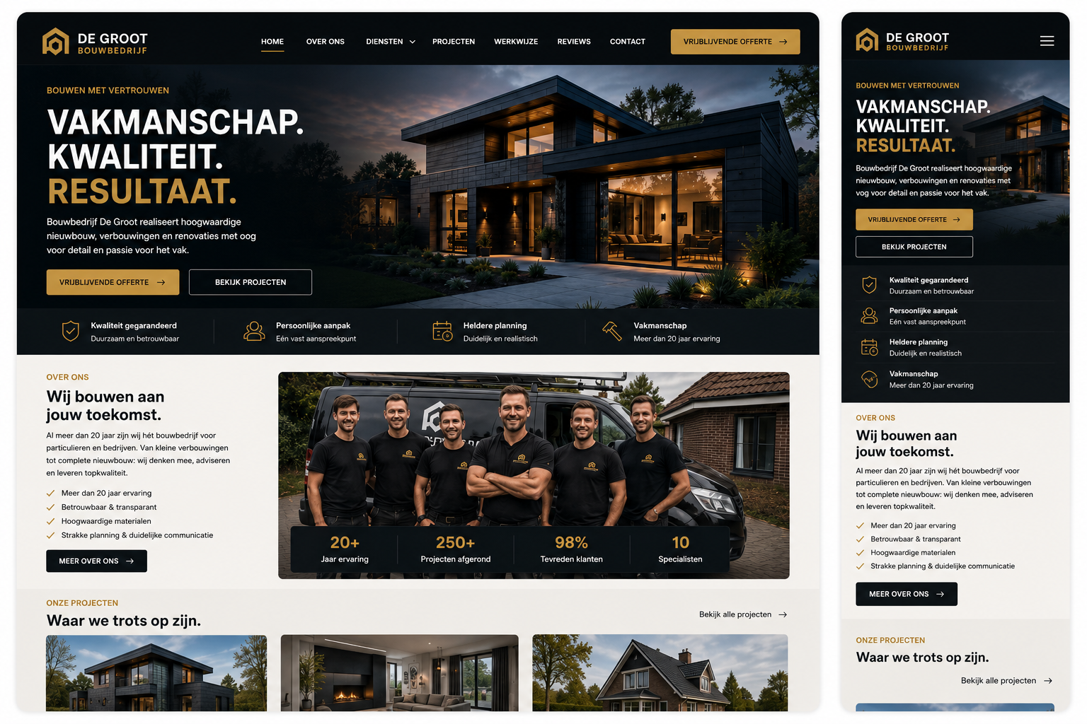 Website voorbeeld — Bouwbedrijf: Meer offerteaanvragen