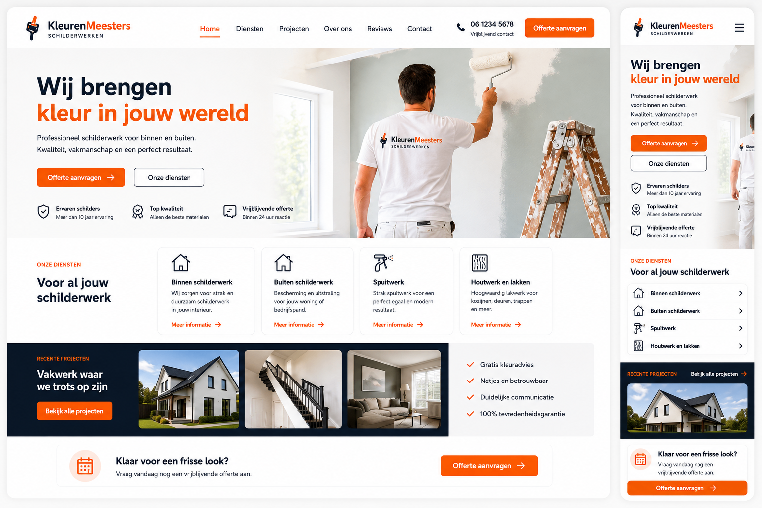 Website voorbeeld — Schildersbedrijf: Meer offerteaanvragen