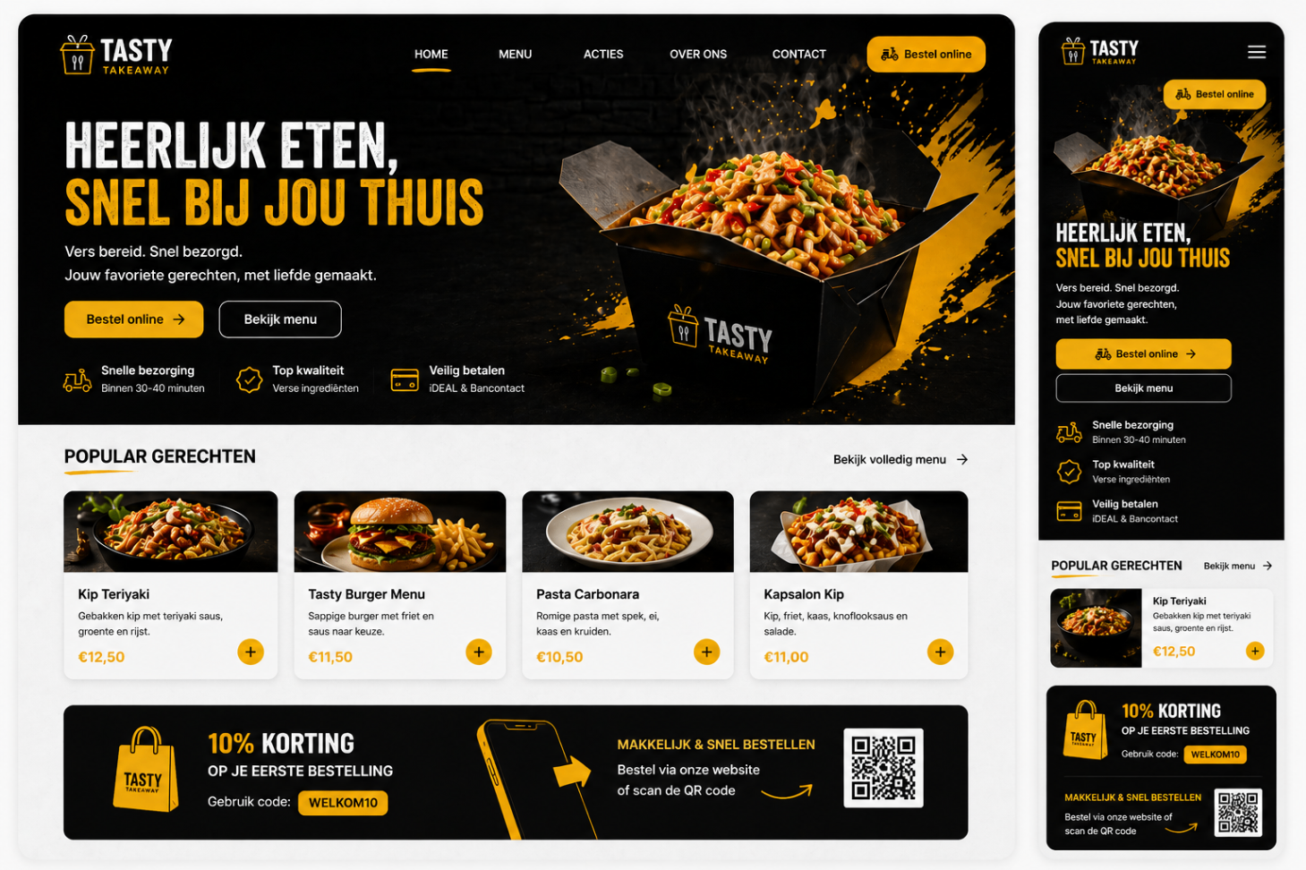 Website voorbeeld — Takeaway: Meer online bestellingen