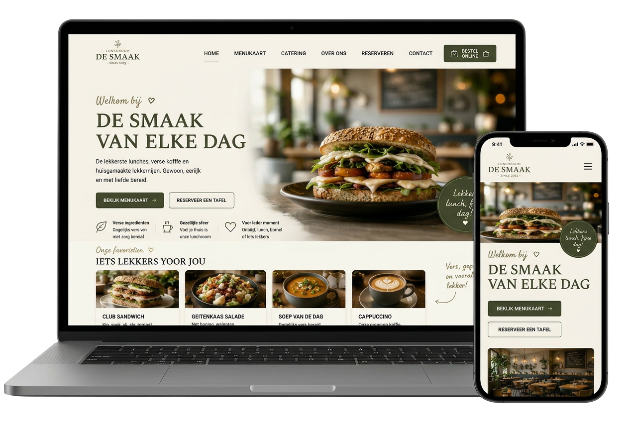 Voorbeeld van een professionele, conversiegerichte website voor een restaurant door WebKickStart