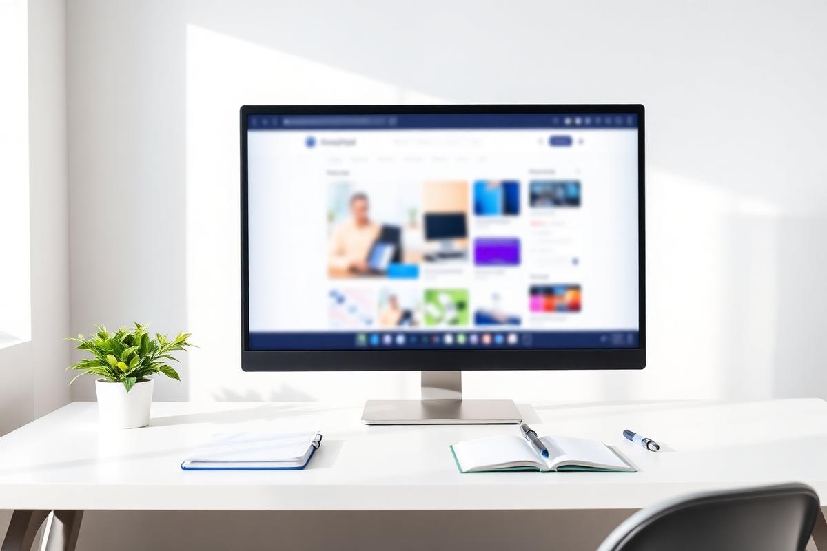 Professionele website op een monitor in een modern kantoor