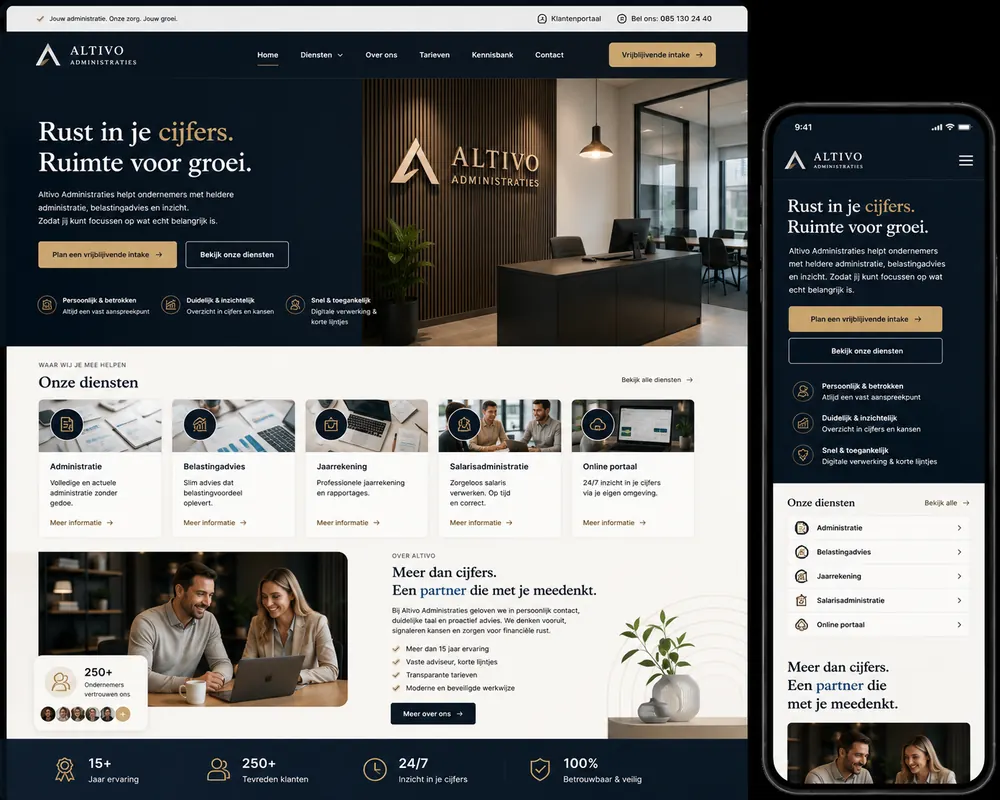 Website voorbeeld — Administratiekantoor: Meer intake-aanvragen