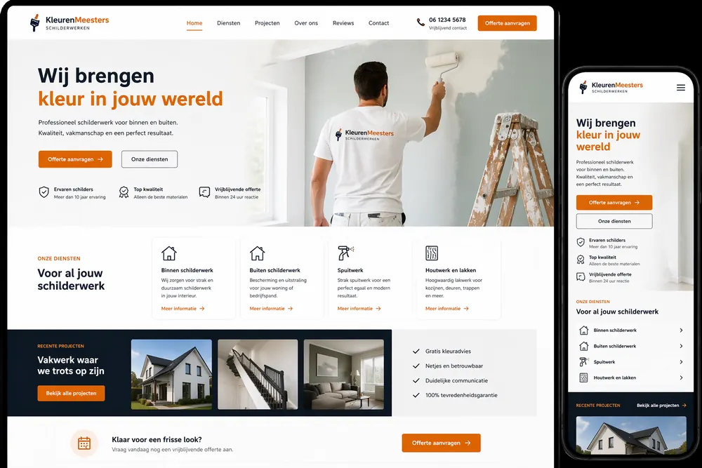 Website voorbeeld — Schildersbedrijf: Meer offerteaanvragen