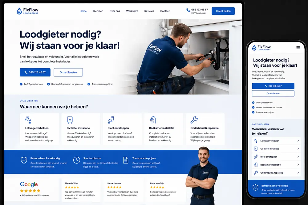 Website voorbeeld — Loodgieter: Meer spoedklussen