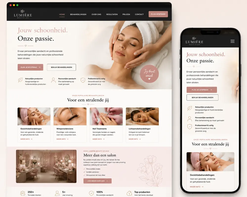 Website voorbeeld — Schoonheidssalon: Meer afspraken online