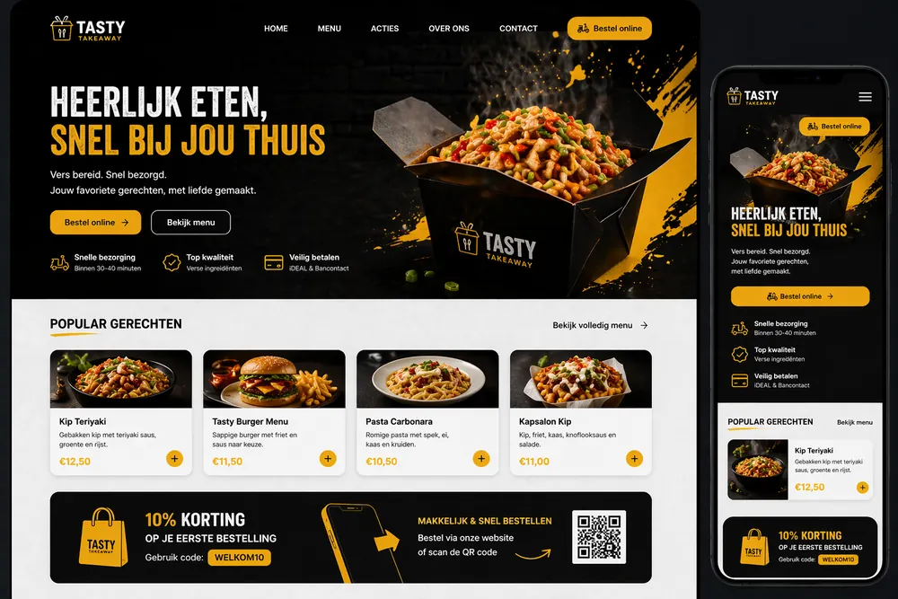 Website voorbeeld — Takeaway: Meer online bestellingen