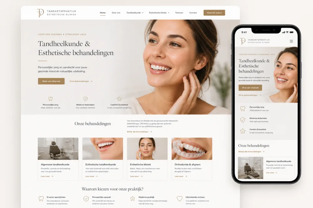 Website voorbeeld — Tandartspraktijk: Meer nieuwe patiënten