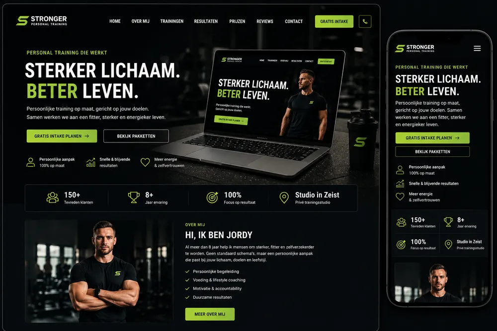Website voorbeeld — Personal Trainer: Meer nieuwe leden